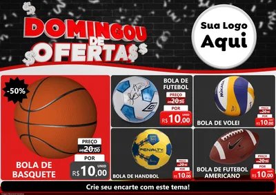 Modelo de Encarte para Encarte A4 Horizontal com o tema Domingou de Ofertas para Artigos Esportivos