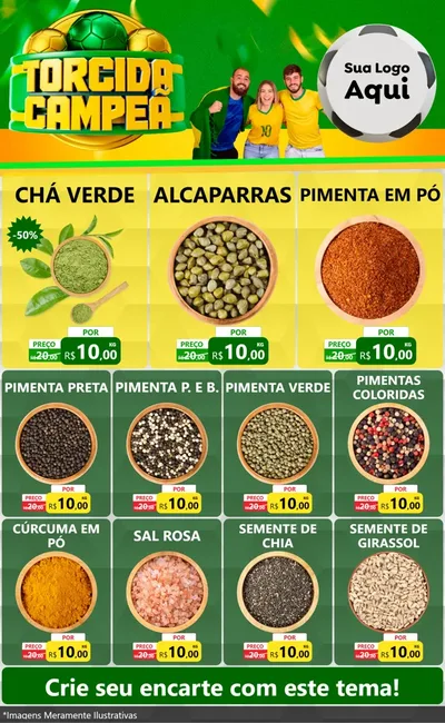 Modelo de Encarte para Encarte Grande com o tema Torcida Campeã - Copa para Produtos Naturais