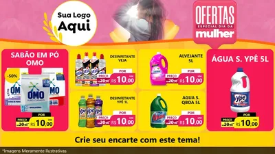 Modelo de TV para TV Horizontal com o tema Ofertas - Especial Dia Das Mulheres para Produtos de Limpeza
