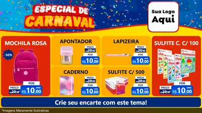 Modelo de TV para TV Horizontal com o tema Especial de Carnaval para Papelaria