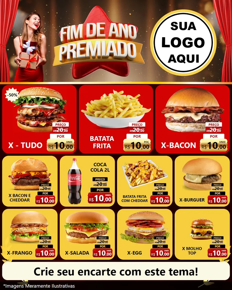 Modelo de Rede Social para Feed Instagram com o tema Fim de Ano Premiado para Hamburgueria