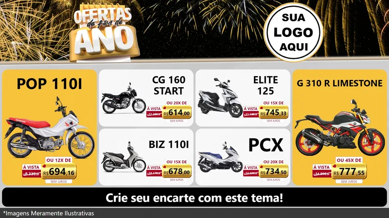 Modelo de TV para TV Horizontal com o tema Ofertas de Fim de Ano para Concessionaria de Motos