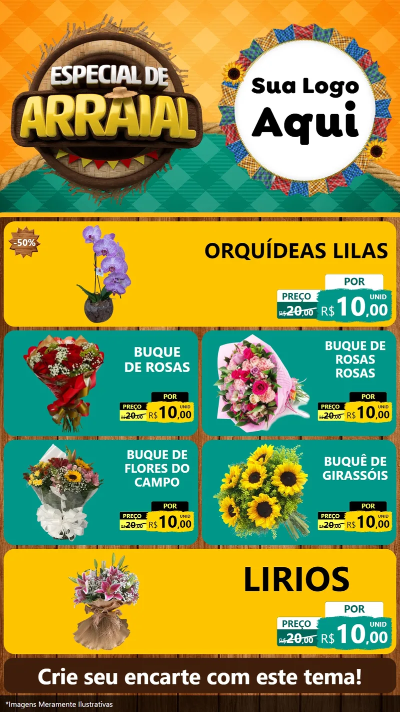 Modelo de TV para TV Vertical com o tema Especial De Arraial para Floricultura e jardim