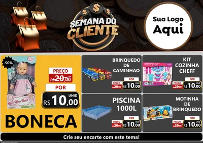 Modelo de Encarte para Encarte A4 Horizontal com o tema Semana do Cliente para Brinquedos