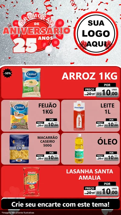 Modelo de TV para TV Vertical com o tema Promoção de Aniversário - 25Anos para Supermercado