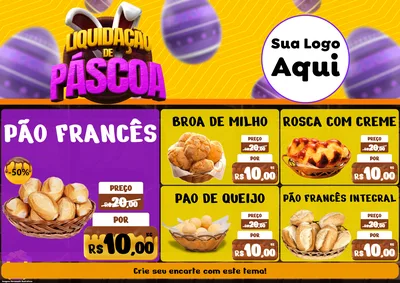Modelo de Encarte para Encarte A4 Horizontal com o tema Liquidação de Páscoa para Padaria