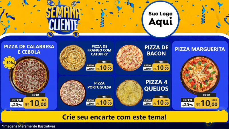 Modelo de TV para TV Horizontal com o tema Semana do Cliente para Pizzaria