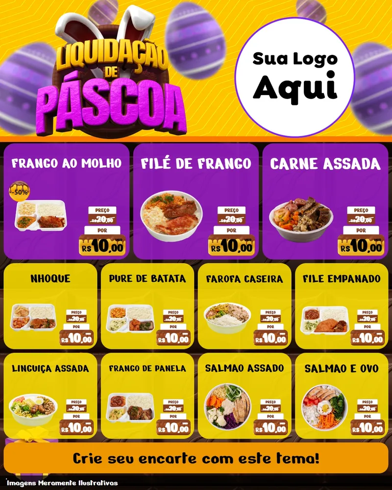Modelo de Rede Social para Feed Instagram com o tema Liquidação de Páscoa para Restaurante