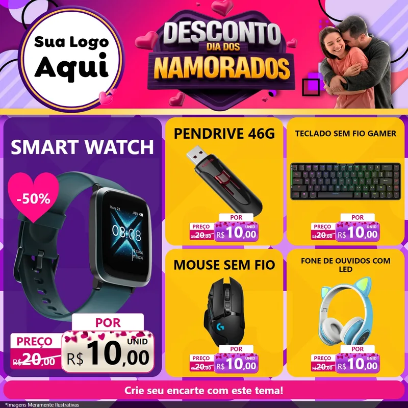 Modelo de Rede Social para Feed Facebook com o tema Desconto Dia dos Namorados para Informática