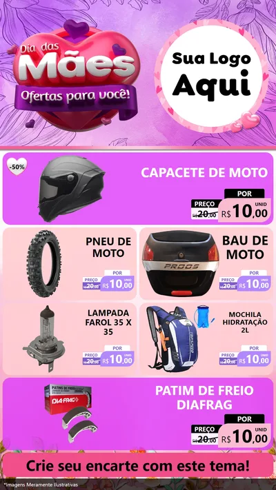 Modelo de TV para TV Vertical com o tema Dia das Mães Ofertas para Você! para Moto peças