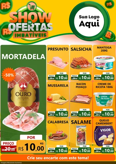 Modelo de Encarte para Encarte A4 Vertical com o tema Show de Ofertas Imbatíveis para Frios e Laticínios