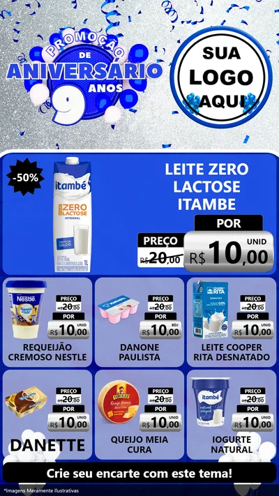 Modelo de Rede Social para Stories com o tema Promoção de Aniversário - 9 Anos para Frios e Laticínios