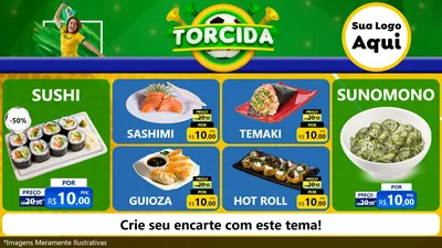 Modelo de TV para TV Horizontal com o tema Torcida para Comida japonesa