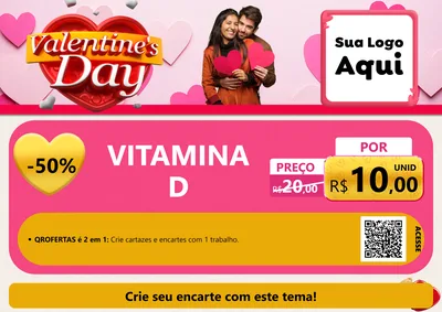 Modelo de Cartaz para Cartaz A4 Horizontal com o tema Valentine's Day para Farmácia
