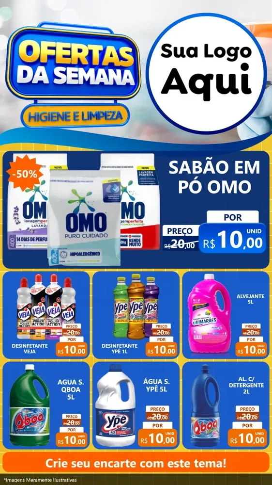 Modelo de Rede Social para Stories com o tema Ofertas da Semana - Higiene e Limpeza para Produtos de Limpeza