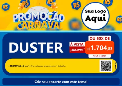 Modelo de Cartaz para Cartaz A4 Horizontal com o tema Promoção de Carnaval para Concessionaria de Carros