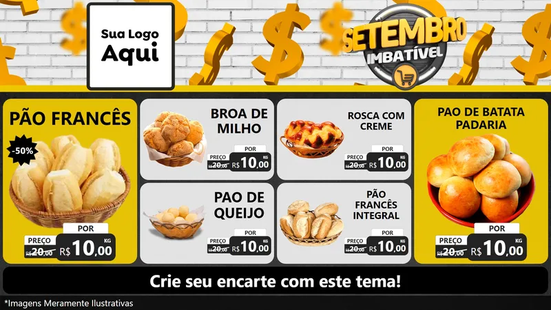 Modelo de TV para TV Horizontal com o tema Setembro Imbatível para Padaria