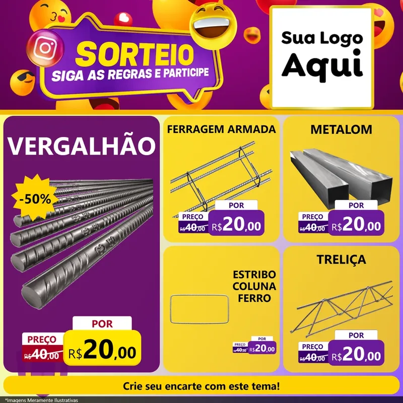 Modelo de Rede Social para Feed Facebook com o tema Sorteio para Ferragens