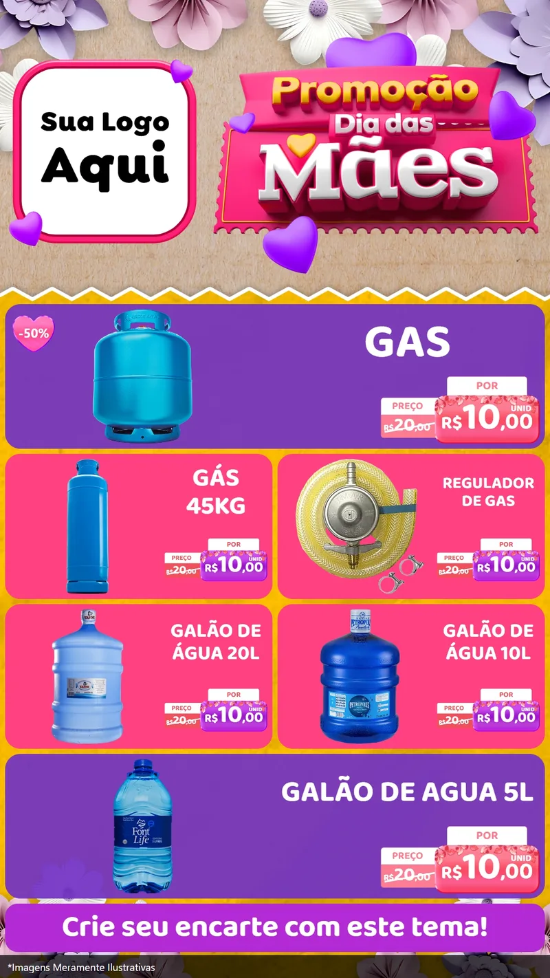 Modelo de TV para TV Vertical com o tema Promoção Dia das Mães para Água e gás
