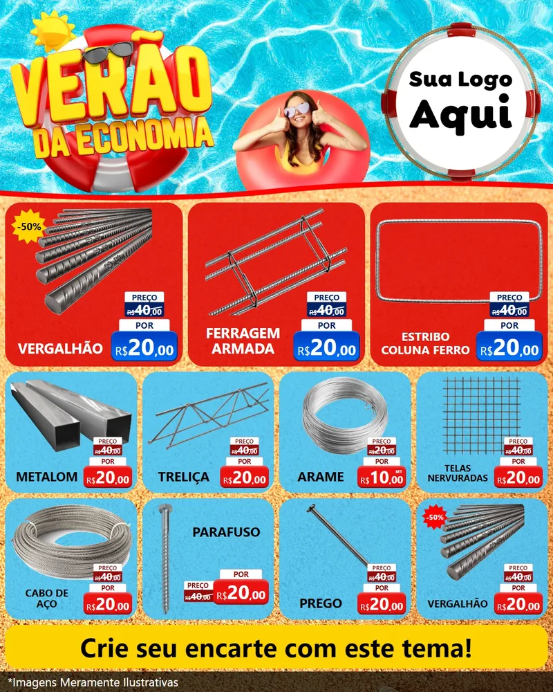 Modelo de Rede Social para Feed Instagram com o tema Verão da Economia para Ferragens