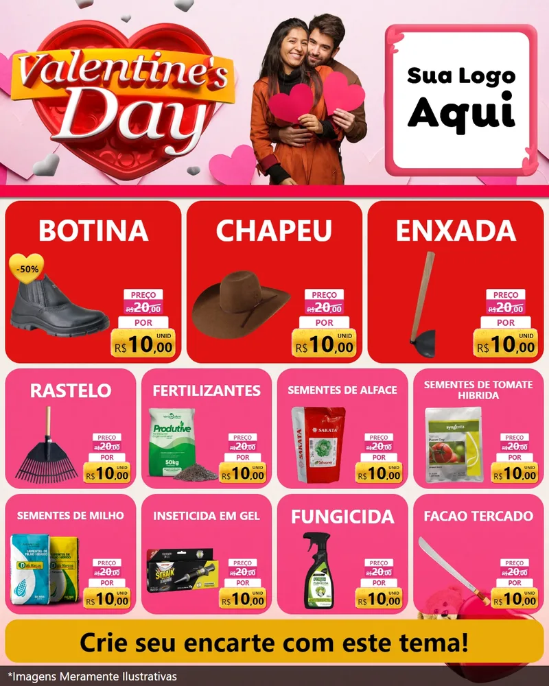 Modelo de Rede Social para Feed Instagram com o tema Valentine's Day para Agropecuária