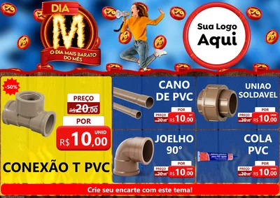 Modelo de Encarte para Encarte A4 Horizontal com o tema Dia M - O Dia Mais Barato Do Mês para Tubos e conexões
