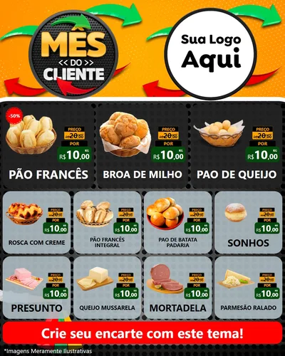Modelo de Rede Social para Feed Instagram com o tema Mês do Cliente para Padaria