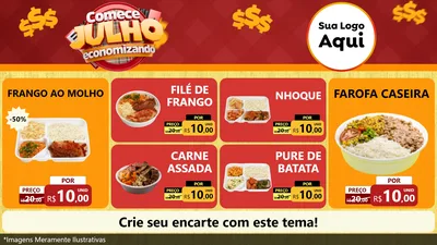 Modelo de TV para TV Horizontal com o tema Comece Julho Economizando para Restaurante