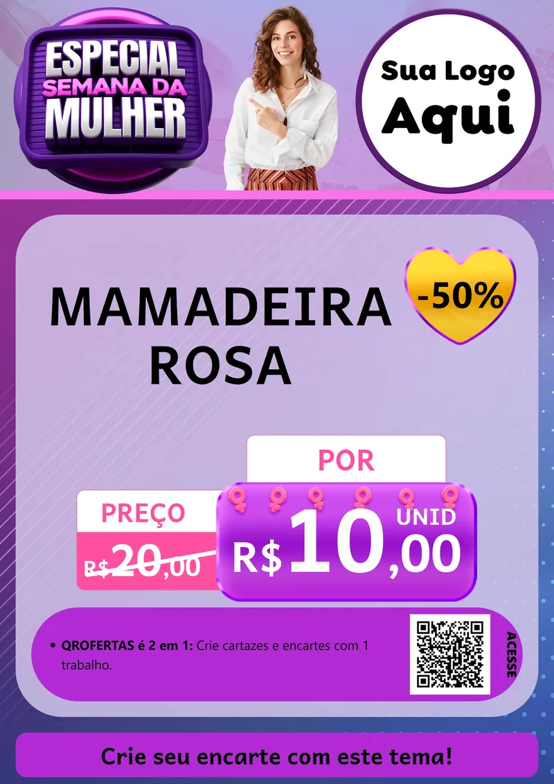 Modelo de Cartaz para Cartaz A4 Vertical com o tema Especial Semana da Mulher para Bebês