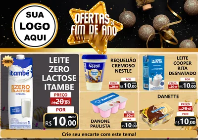 Modelo de Encarte para Encarte A4 Horizontal com o tema Ofertas de Fim de Ano para Frios e Laticínios