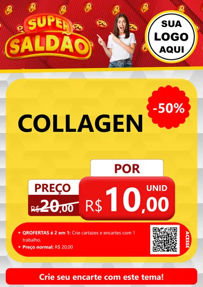 Modelo de Cartaz para Cartaz A4 Vertical com o tema Super Saldão para Suplementos alimentares