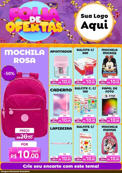 Modelo de Encarte para Encarte A4 Vertical com o tema Folia de Ofertas para Papelaria