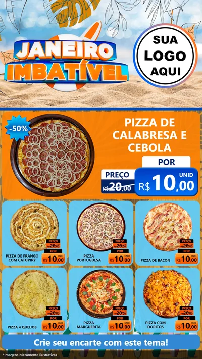 Modelo de Rede Social para Stories com o tema Janeiro Imbatível para Pizzaria