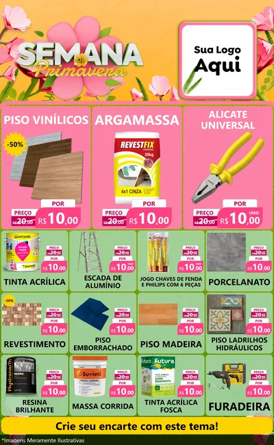 Modelo de Encarte para Encarte Grande com o tema Semana da Primavera para Material para Construção