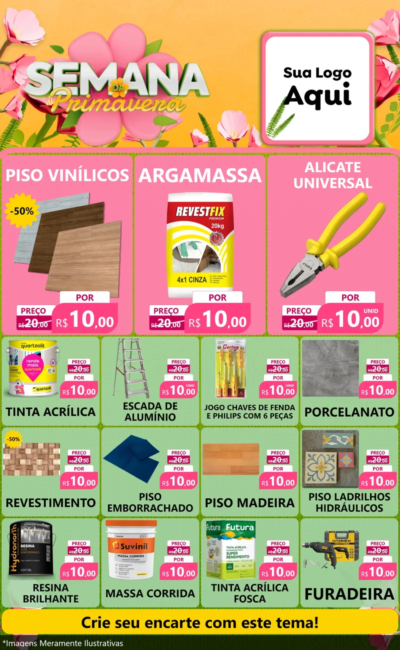 Modelo de Encarte para Encarte Grande com o tema Semana da Primavera para Material para Construção