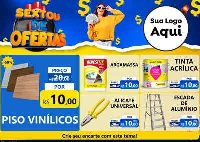Modelo de Encarte para Encarte A4 Horizontal com o tema Sextou de Ofertas para Material para Construção