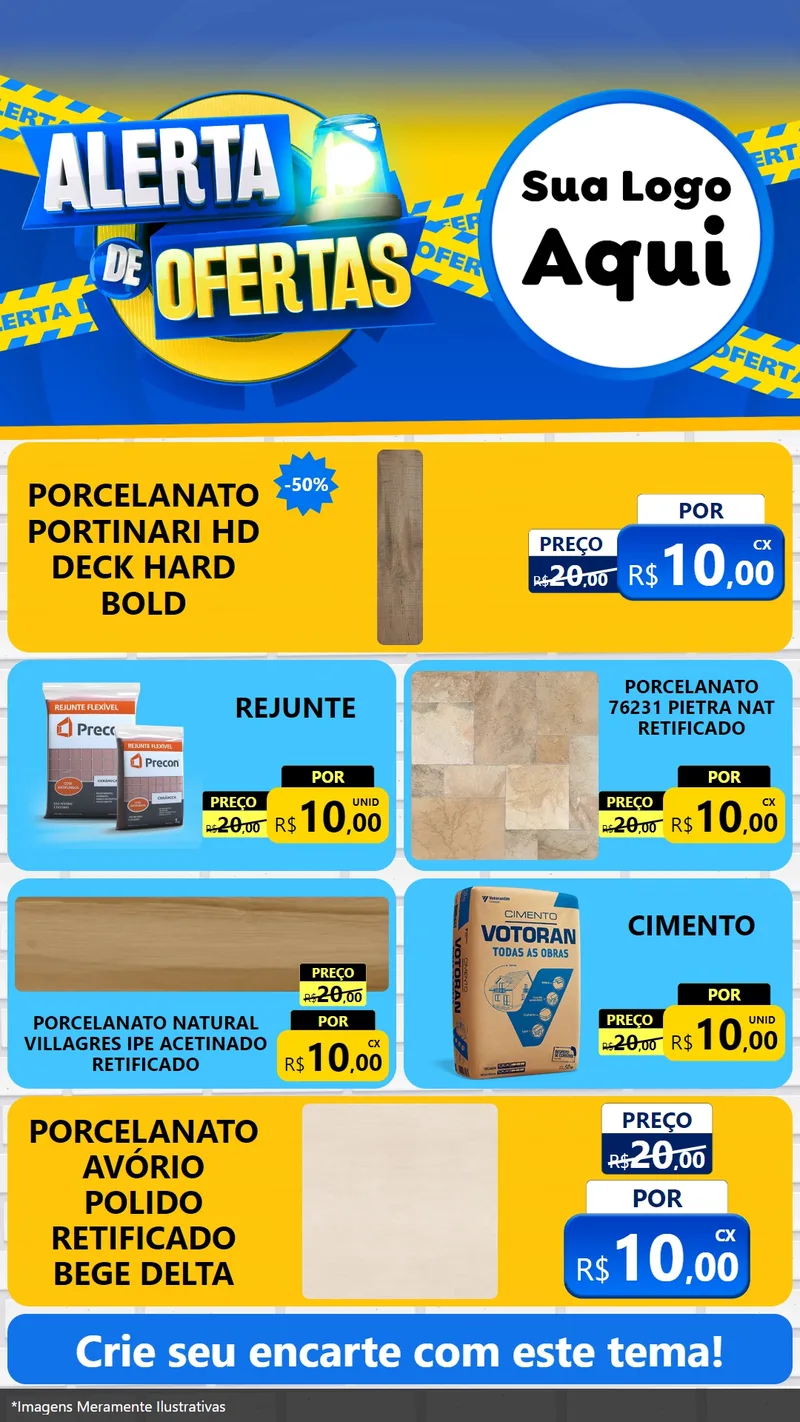 Modelo de TV para TV Vertical com o tema Alerta de Ofertas para Pisos e revestimentos