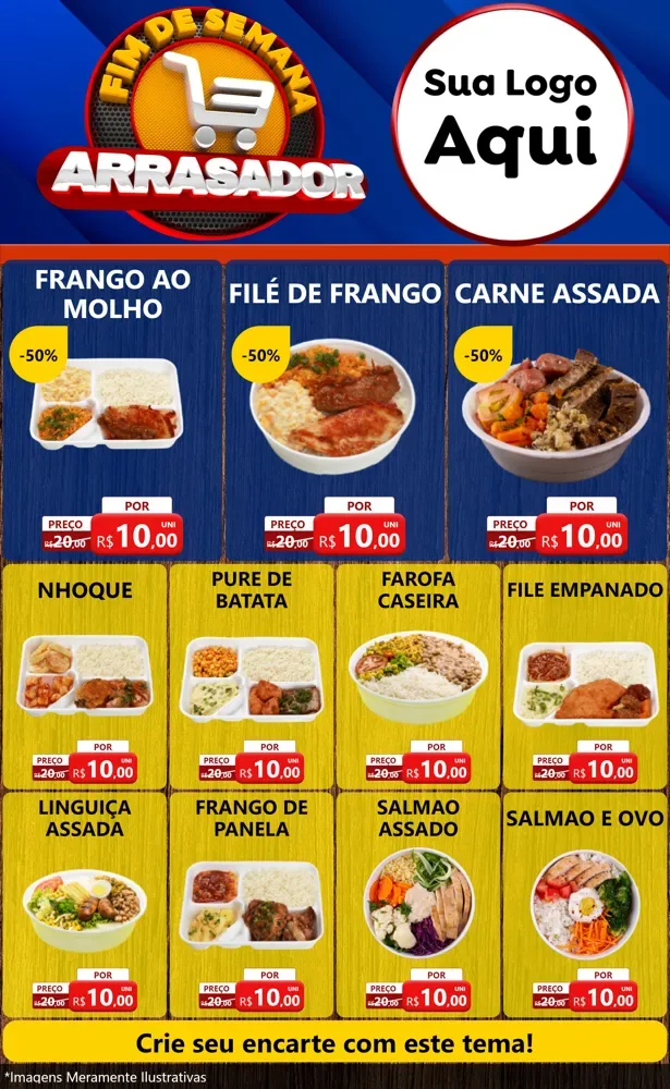 Modelo de Encarte para Encarte Grande com o tema Fim De Semana Arrasador para Restaurante