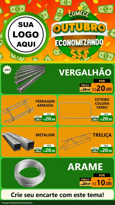 Modelo de TV para TV Vertical com o tema Comece Outubro Economizando para Ferragens