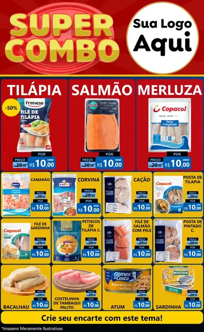 Modelo de Encarte para Encarte Grande com o tema Super Combo para Peixaria