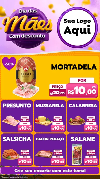 Modelo de Rede Social para Stories com o tema Dia das Mães com Desconto para Frios e Laticínios
