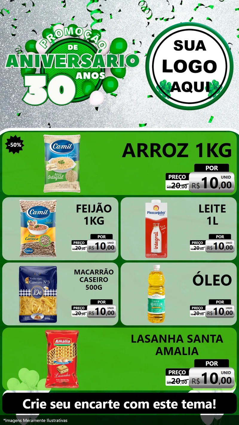 Modelo de TV para TV Vertical com o tema Promoção de Aniversário - 30 Anos para Supermercado