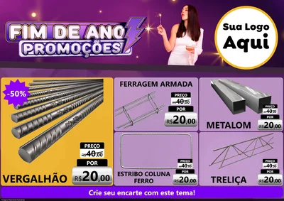 Modelo de Encarte para Encarte A4 Horizontal com o tema Fim de Ano Promoções para Ferragens