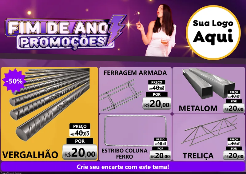 Modelo de Encarte para Encarte A4 Horizontal com o tema Fim de Ano Promoções para Ferragens