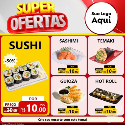 Modelo de Rede Social para Feed Facebook com o tema Super Ofertas para Comida japonesa