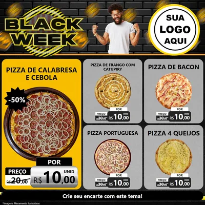 Modelo de Rede Social para Feed Facebook com o tema Black Week para Pizzaria