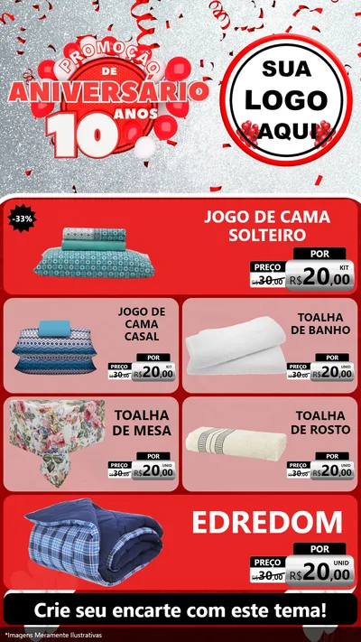 Modelo de TV para TV Vertical com o tema Promoção de Aniversário - 10 Anos para Cama, Mesa e Banho