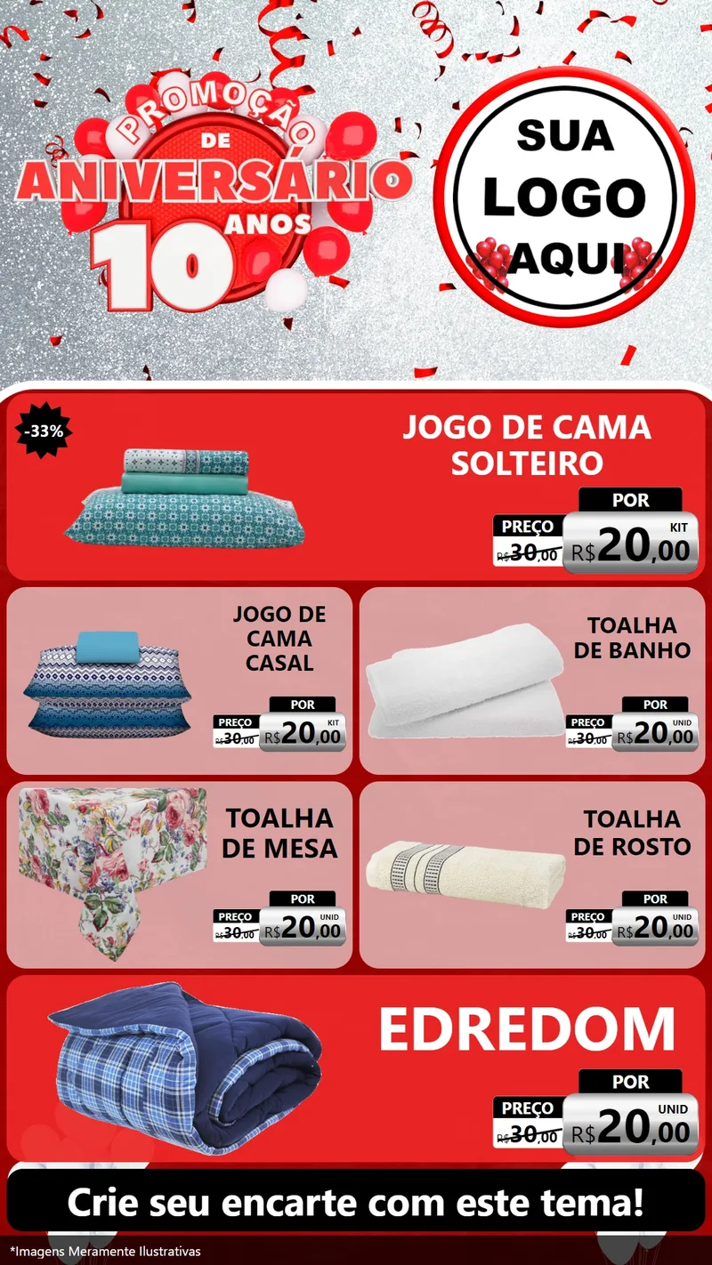 Modelo de TV para TV Vertical com o tema Promoção de Aniversário - 10 Anos para Cama, Mesa e Banho