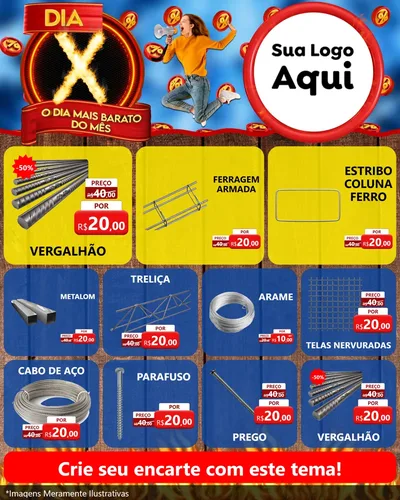 Modelo de Rede Social para Feed Instagram com o tema Dia X - O Dia Mais Barato Do Mês para Ferragens