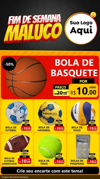 Modelo de Rede Social para Stories com o tema Final de Semana Maluco para Artigos Esportivos